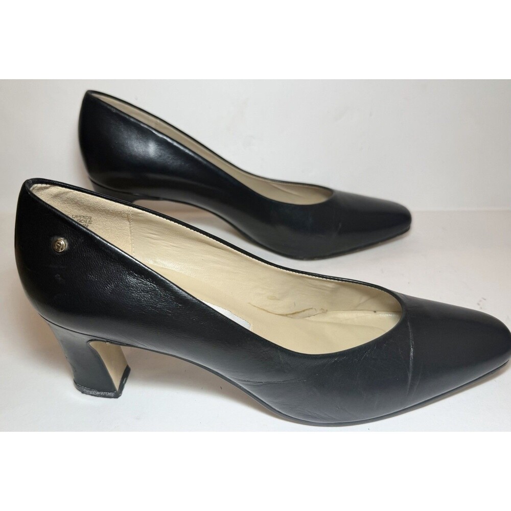 Etienne Aigner Taylor Pumps Women’s 9M Black Leather Block Heel Made in Spain
